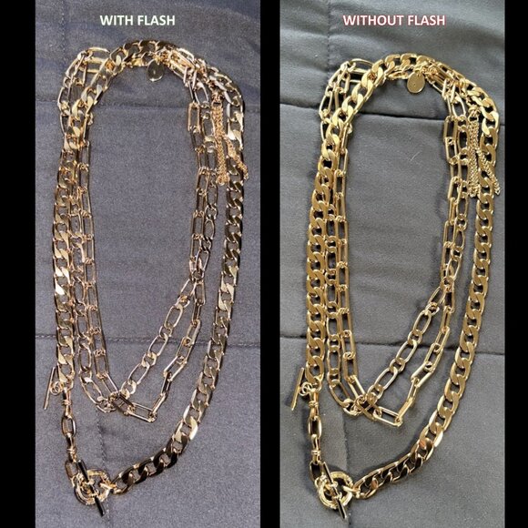 Gold Layered Chain Adjustable Choker Necklace O Ring T Bar - Picture 2 of 6